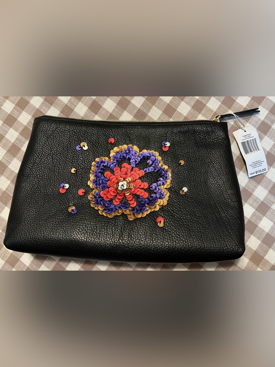 Vera Bradley Handbags - Vera Bradley Large Black Sequin Leather Pouch with Sequin Design NWT GORGEOUS